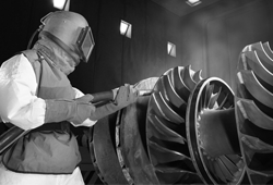 Curatarea prin sablare a suprafetelor produselor turnate si laminate, stantate, debitate oxi-acetilenic sau sudate